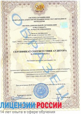 Образец сертификата соответствия аудитора №ST.RU.EXP.00006191-2 Геленджик Сертификат ISO 50001